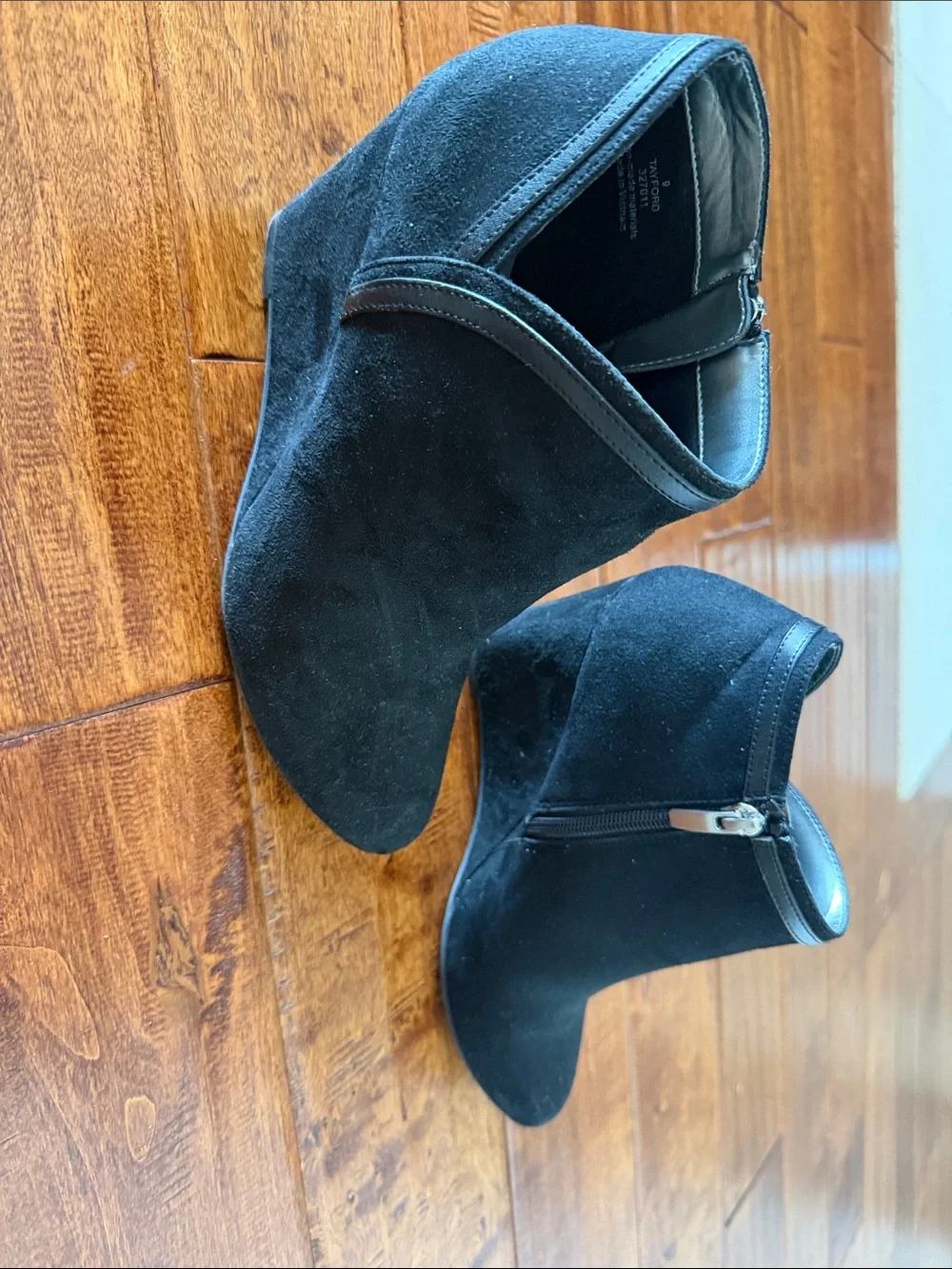 Women's Black Suede Ankle Booties with Side Zip